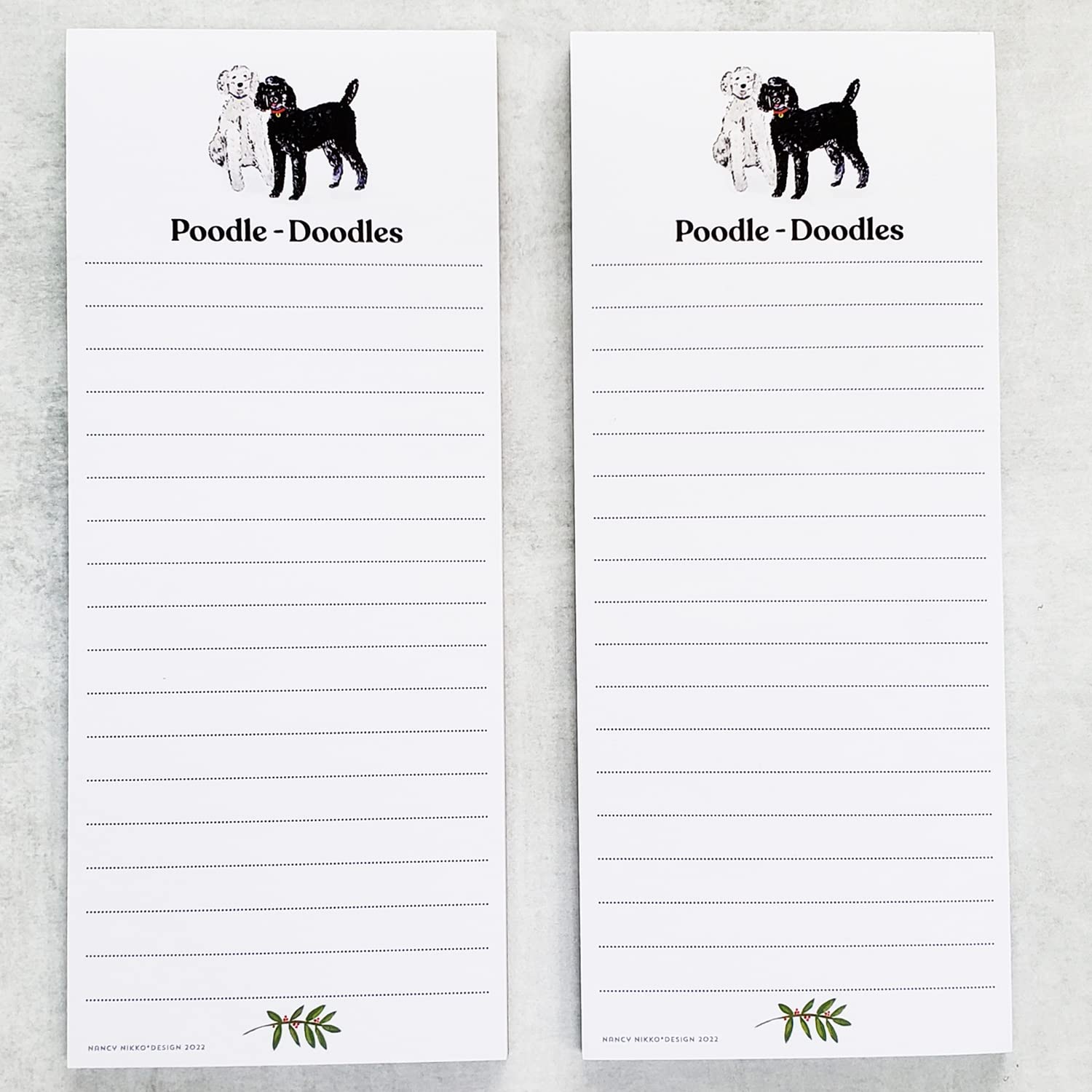 Nancy Nikko POODLE Refrigerator Notepads - SET OF TWO PADS