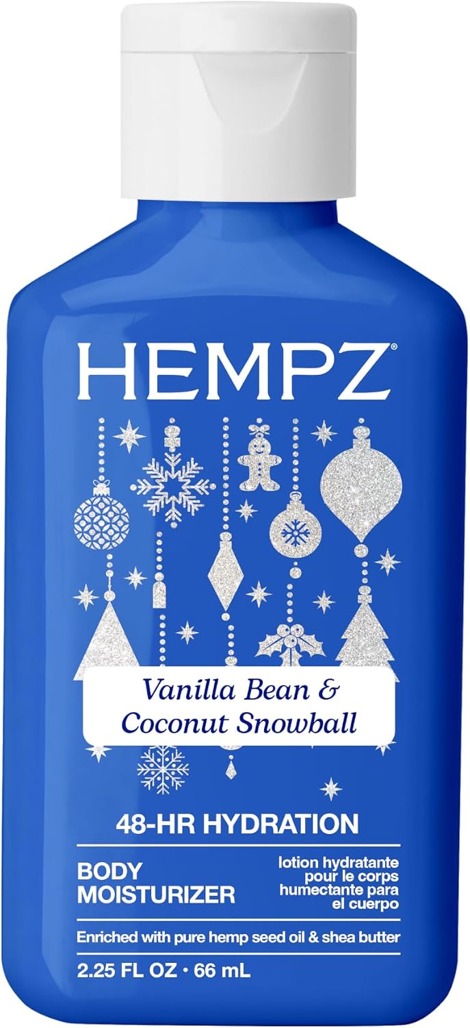 Hempz Mini Vanilla Lotion, Hydrating Moisturizer, Travel Size, 2.25 fl oz | Vanilla Bean & Coconut Snowball, Nourishing Body Care for Dry Skin with Hemp Seed Oil & Shea Butter, Travel Essential