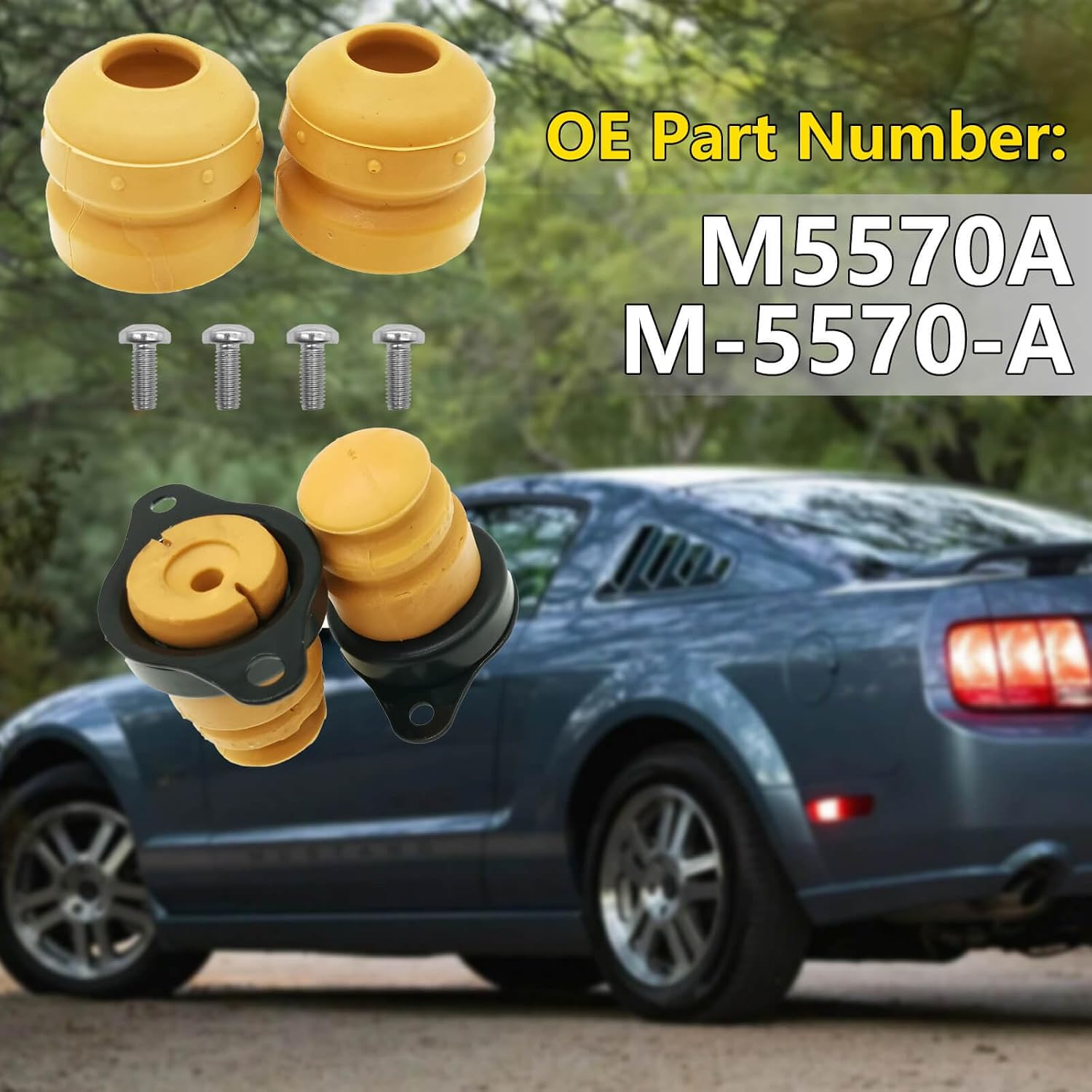 Jounce Bumper Kit Fits for Ford MUSTANG 2005-2012, Front and Rear Jounce Shock Bump Stops Axle Replace M-5570-A M5570A