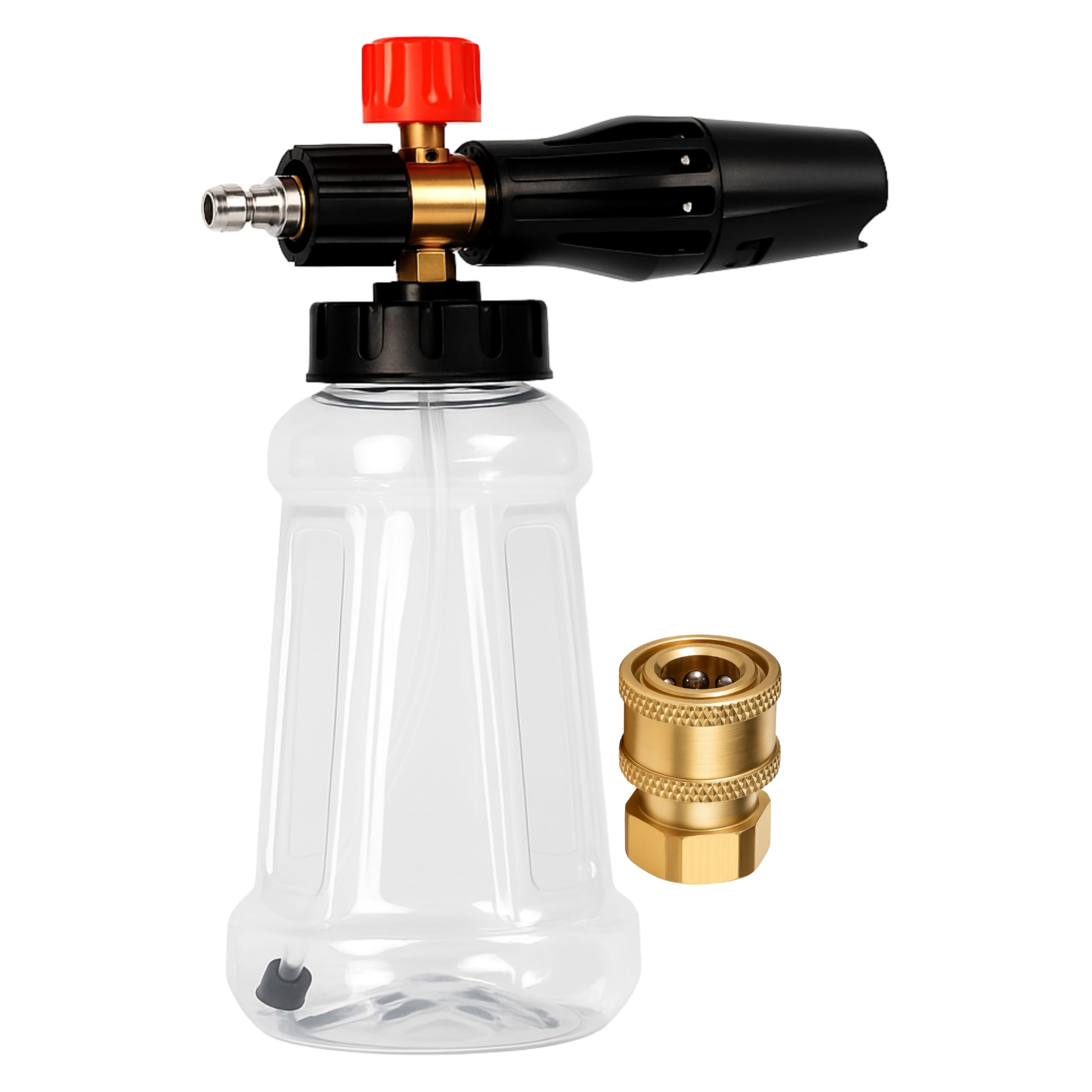 JPT New Advance Transparent Adjustable Pro Foam Cannon for Thick Clinging Foam with 1000 PSI | 70 Bar | 1.1mm Orifice | Brass + ABS Nozzle | 1/4" Quick Connector Included