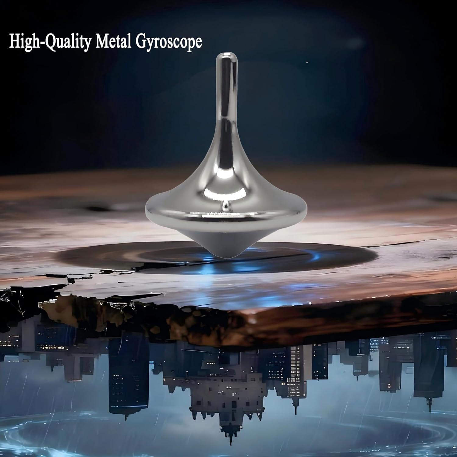 Levitating Spinning Top – Metal Anti-Gravity Gyro for Adults, Office Desk Decor & Stress Relief