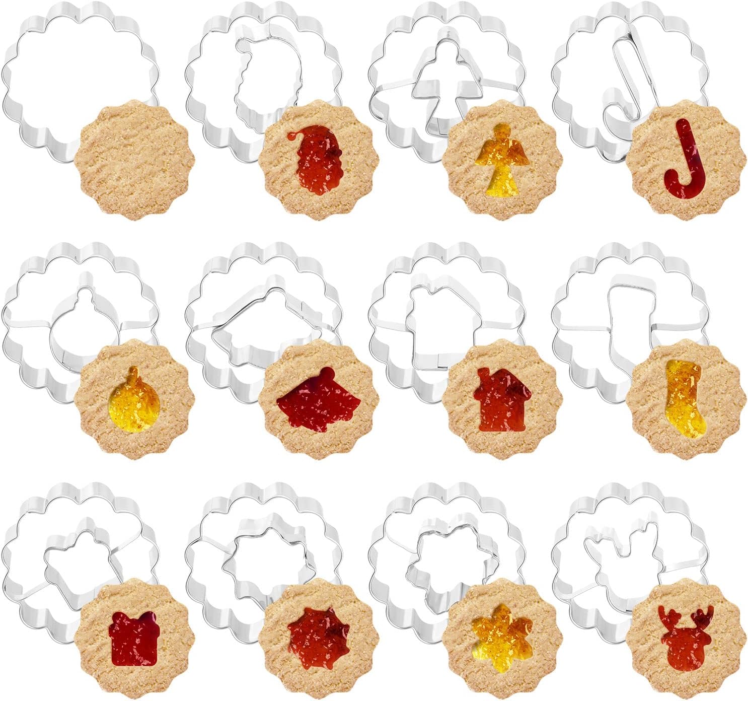 OMNIQI Weihnachts-Keksausstecher Set - 12 Verschiedene Motive Aus Edelstahl