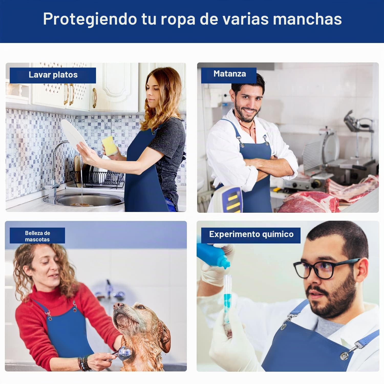 SHEOMERN Delantales impermeables de goma sintética para lavavajillas, delantal de carnicero resistente, delantal ajustable con espalda cruzada para lavavajillas