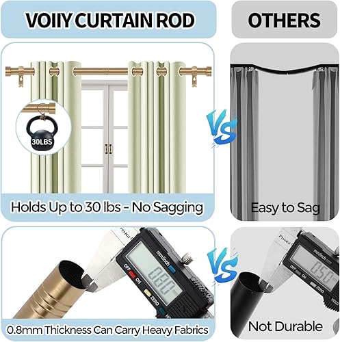 Miniatura 8 de Gold Curtain Rods for Windows 18 to 42 Inch(1.5-3.5 Feet),1" Diameter Drapery Rods with Modern Style End Cap Finials,Size:18-42 Inch,Warm Gold