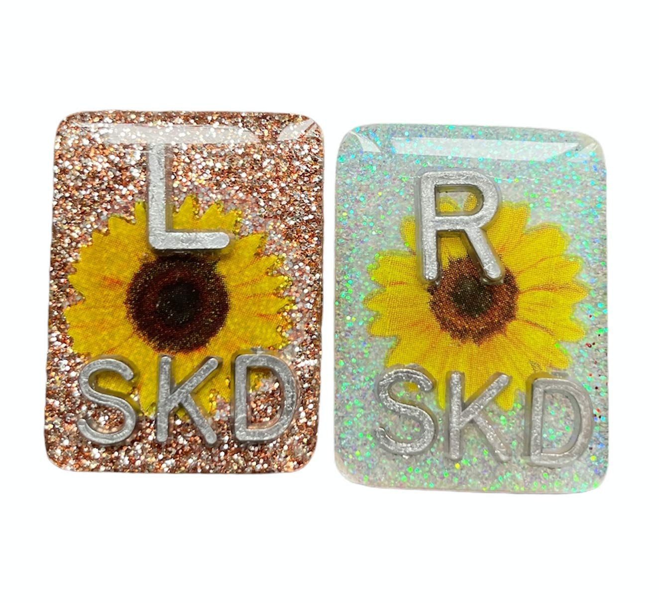 Sunflower Xray Markers, Glitter, Xray Tech Gift, With 2 or 3 Initials, Large Rectangle