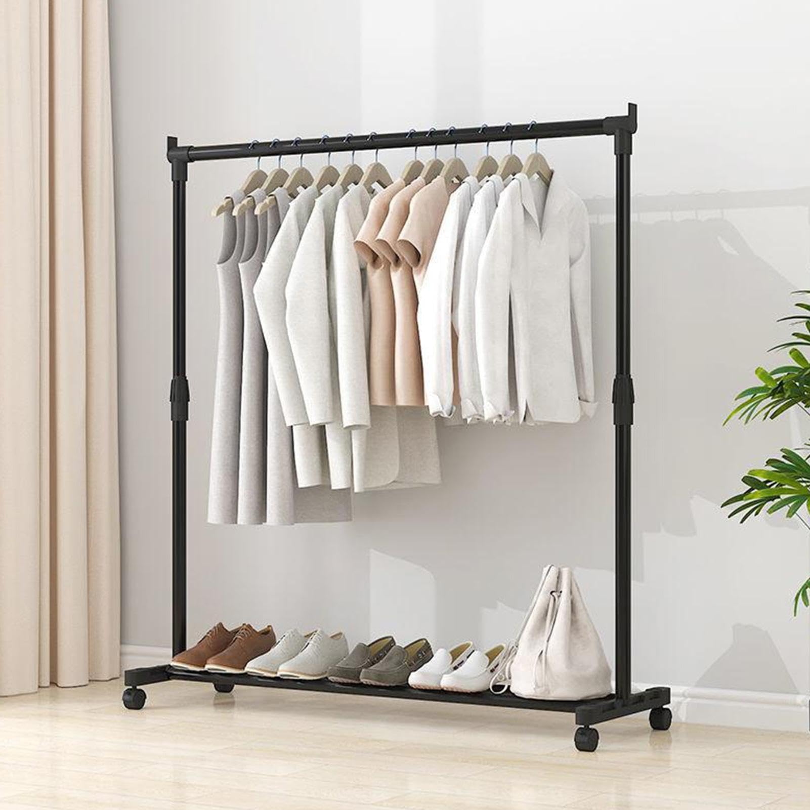 Heavy-Du Rollender Kleiderständer - Beweglicher Metall-Kleiderständer mit Rollen Trockenständer für Bekleidungsgeschäft & Schlafzimmer Kohlenstoffstahl Kleiderstange