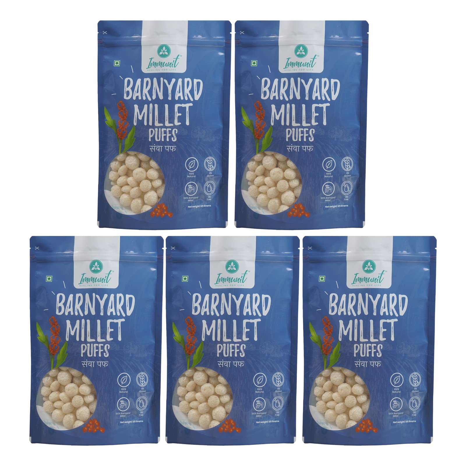 Immunit Gluten Free, Low Fat Barnyard Sama Millet Puffs | Healthy & tasty office/party snack, No Preservatives, 125 Grams Pack of 5 (B0B49VXQ6D) Amazon Price History, Amazon Price Tracker