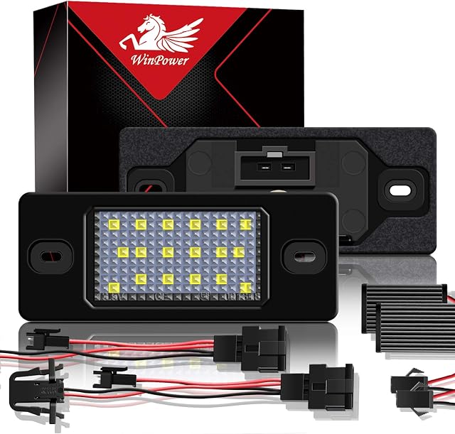 WinPower wolne od błędów 18 SMD LED Oświetlenie tablicy rejestracyjnej z numerem chłodnym Białe żarówki 6000 K, 2 sztuki