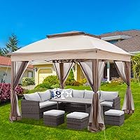 Vista 1 de Tienda de campaña desplegable instantánea de 11 x 11 pies con mosquitera + bolsa de transporte al aire libre, carpa de glorieta suave