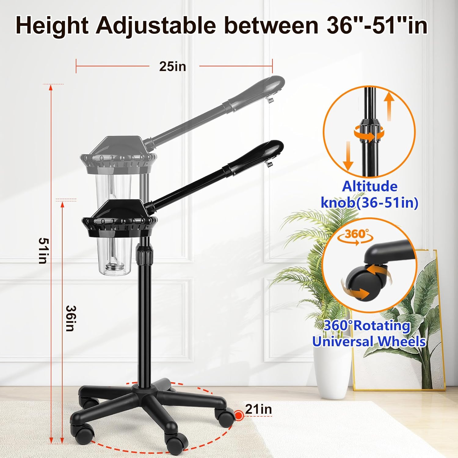 Professional Facial Steamer,vaporizador Facial Adjustable Height and Angle,More Steam, Hot Mist Facial Humidifier Atomizer for Spa Beauty, Home Use - Image 2