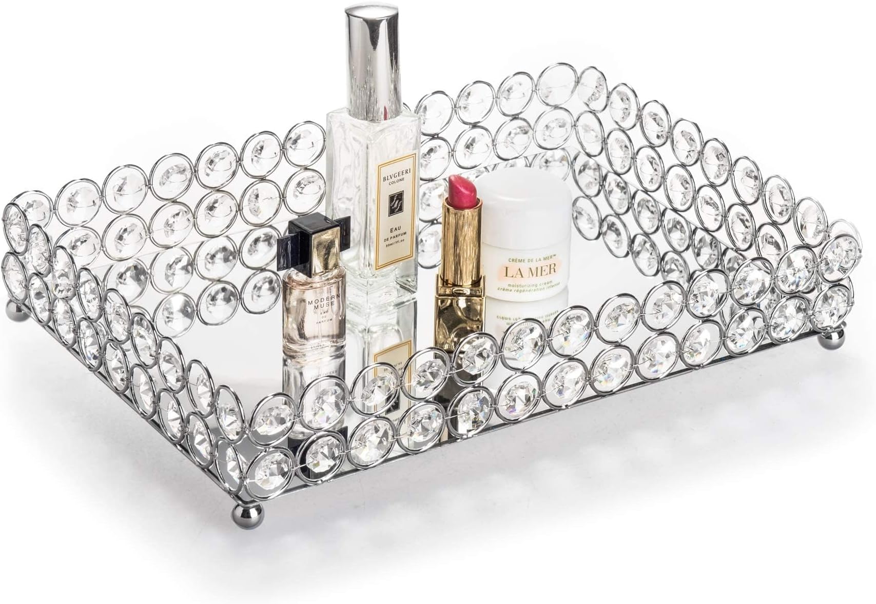 VoiceFly Crystal Cosmetic Makeup Vanity Tray, Jewelry
