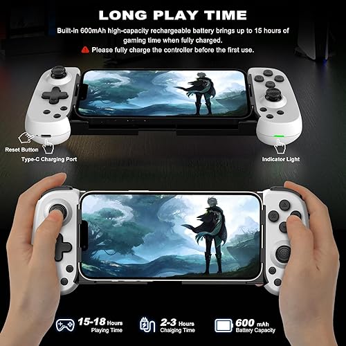 Miniatura 5 de arVin Mobile Game Controller for iPhoneiPadAndroidSamsungTabletPCSwitchPS3PS4, Wireless Gamepad Joystick with Turbo6-axis GyroVibration, Play Xbox