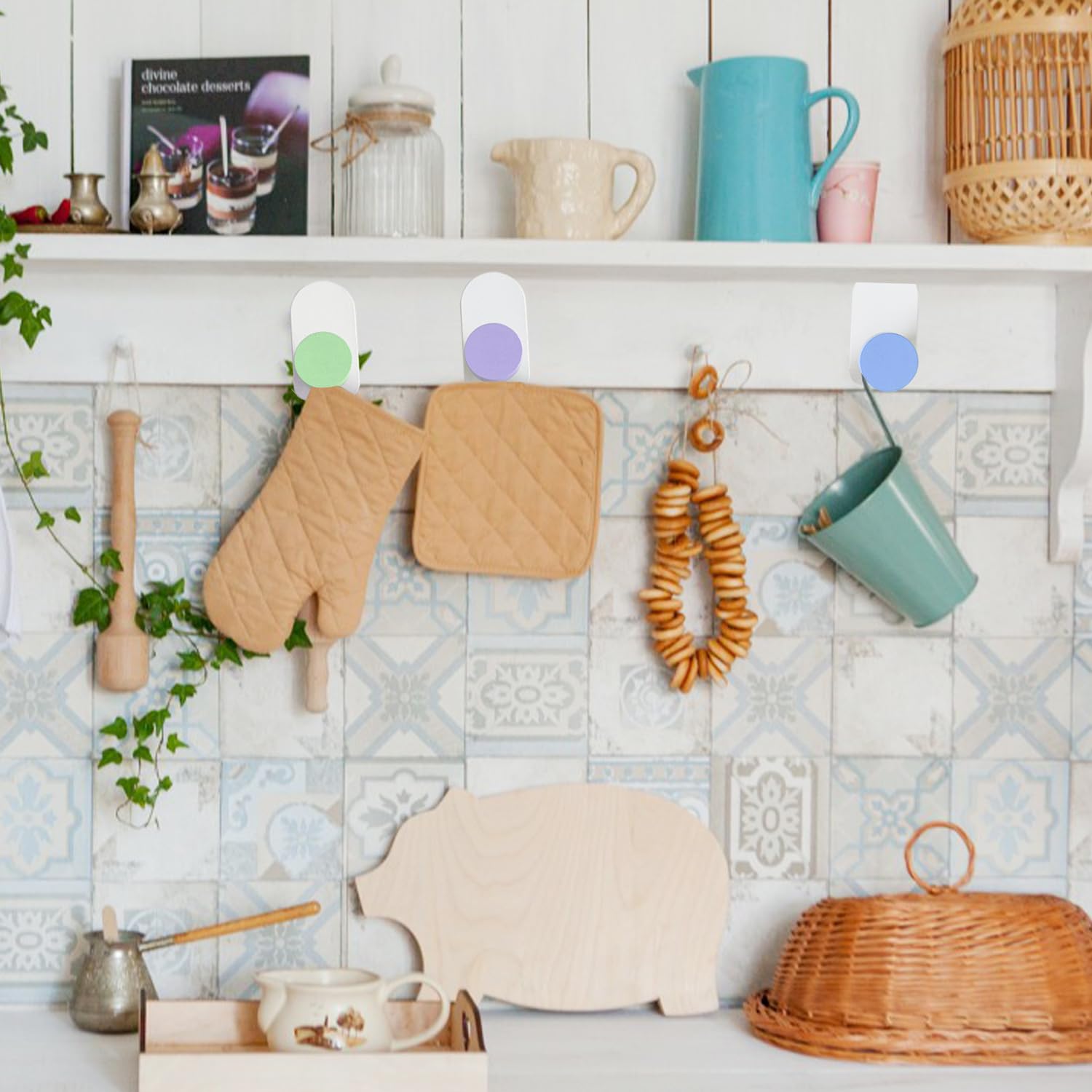 Lot De 5 Crochets Muraux Adhésifs - Puissants, Pas De Perçage, Pour Salle De Bain, Cuisine, Chambre