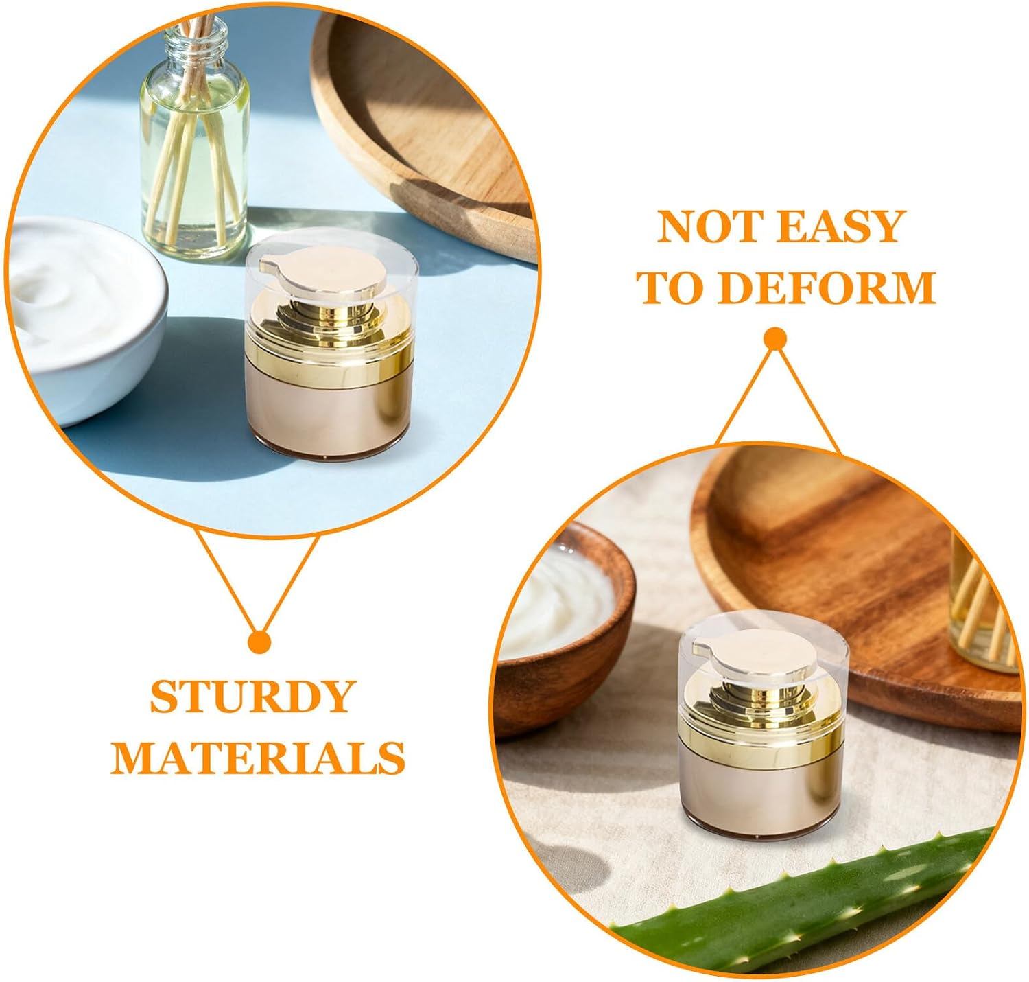 VILLCASE Refillable Face Cream Container 2pcs 30ml Vacuum Pump Jar Leak-resistant Beauty Travel Bottles for Moisturizer and Lotion