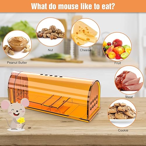 Miniatura 8 de 2 paquetes de trampas humanas para ratas al aire libre + paquete de 4 trampas para ratones vivos para interiores para el hogar, reutilizables y