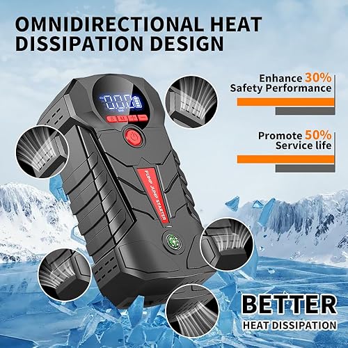 Miniatura 6 de Arrancador de salto con compresor de aire, amplificador de batería portátil de coche de 4000 A, caja de arranque de batería de automóvil 4 en 1 (8.5