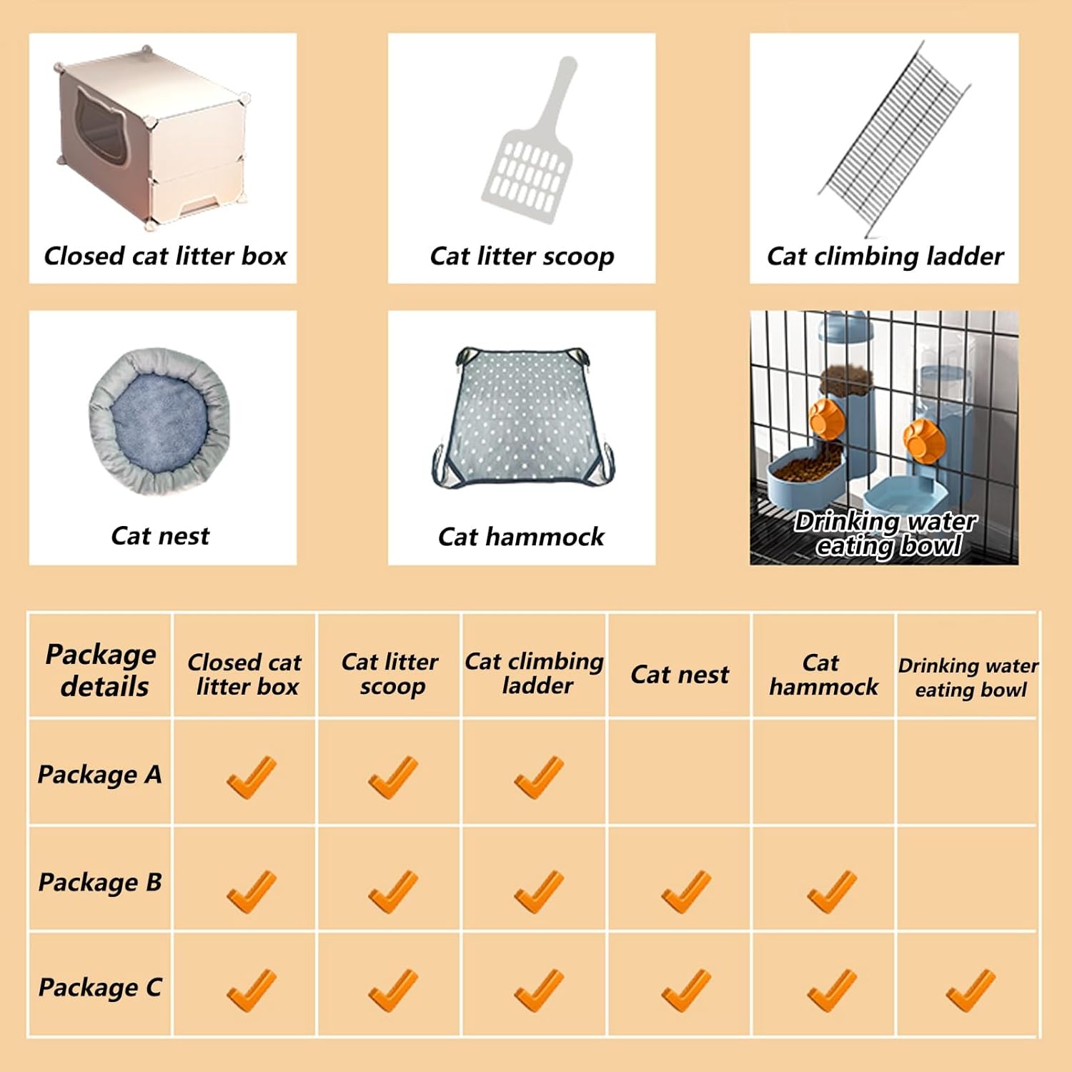 DIY with Litter Box, Cat Enclosure with Transparent Panel, Cat Playpen with Ladder, Detachable Metal Wire Small Animal Cages, for Kitten Small Animals(White A,30x15x43/75x39x109cm