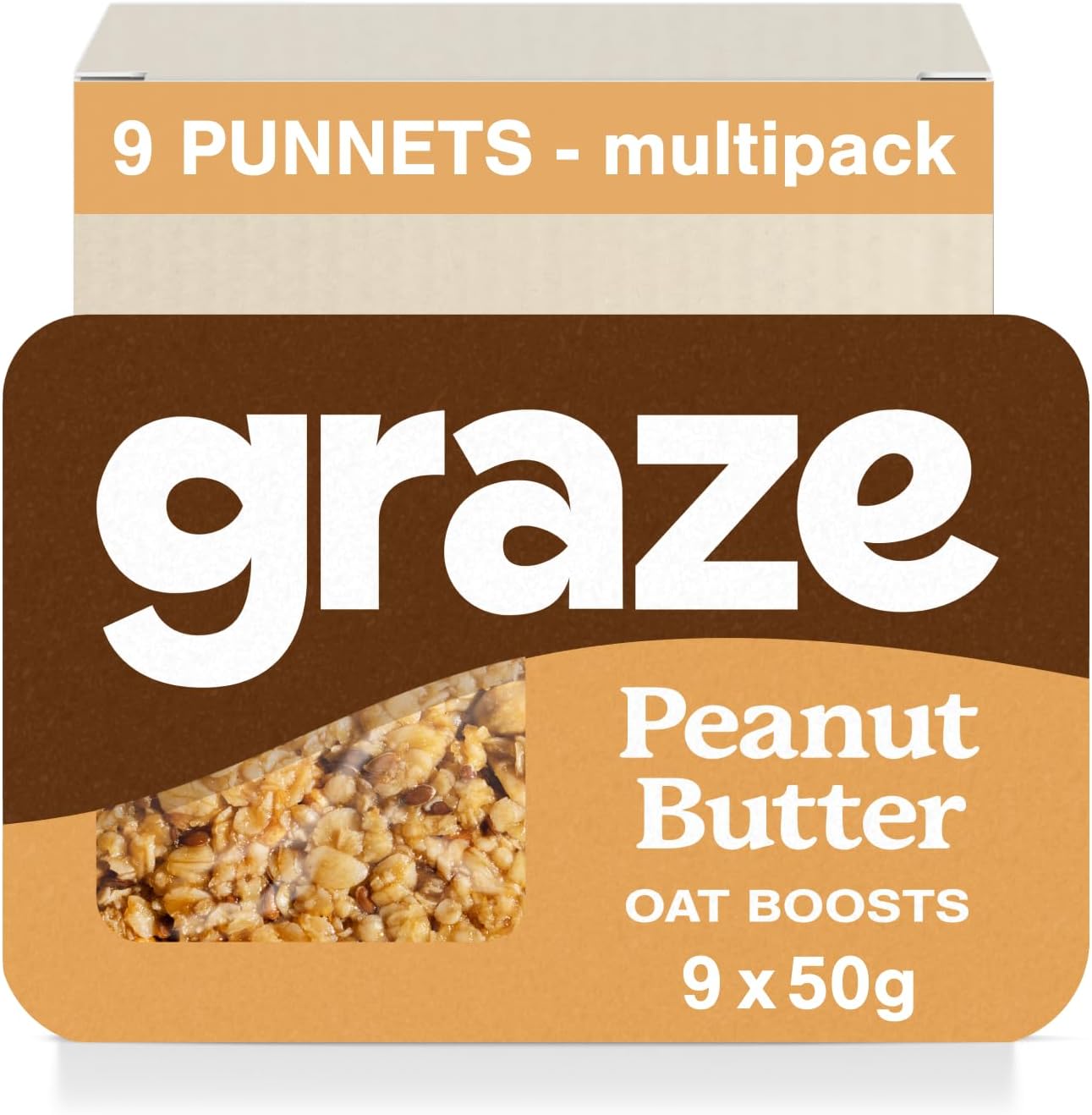 Graze Peanut Butter Protein Flapjacks oats bars snacks -9x50g- (Pack of 9)