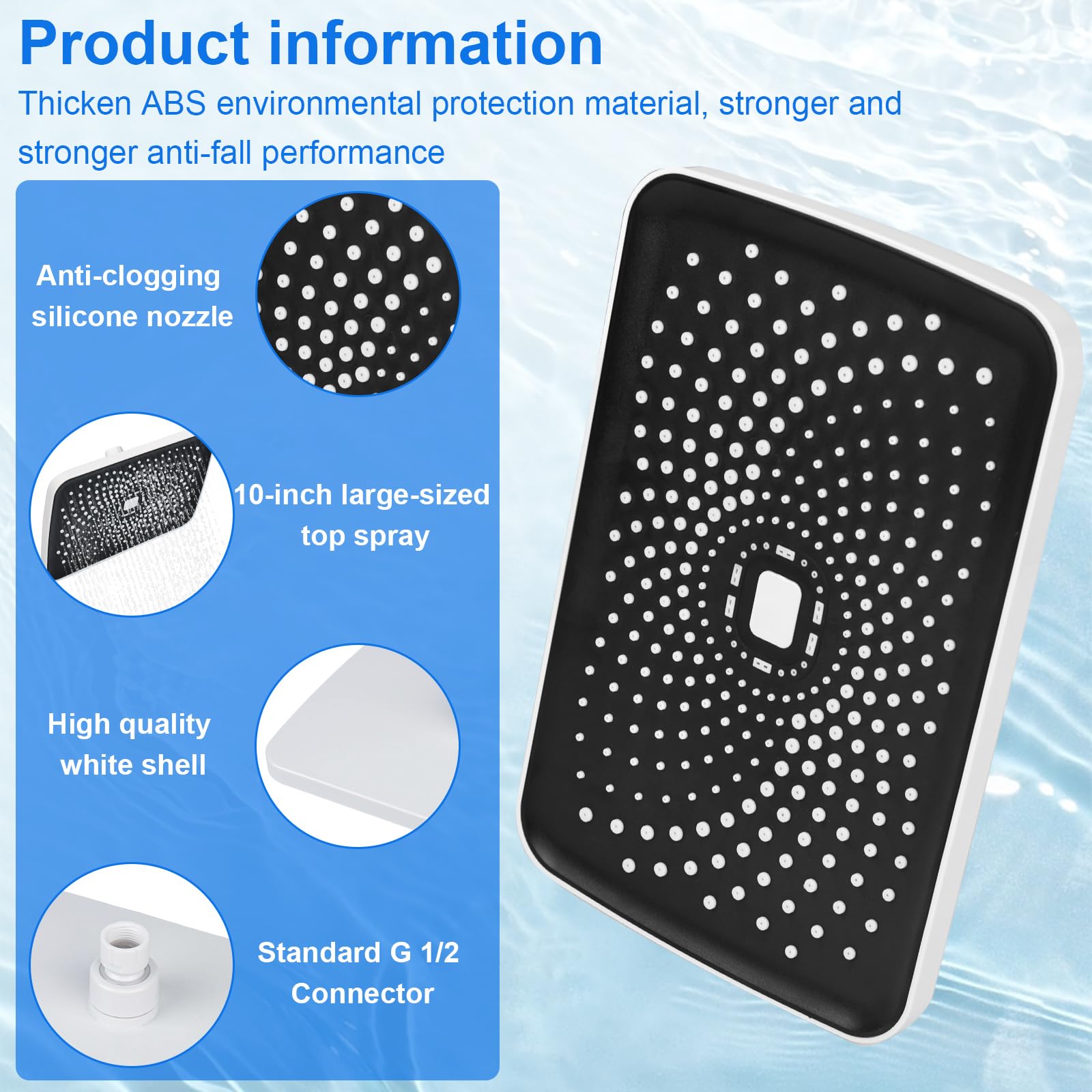 YYTECH Rainfall Shower Heads 11 Inch Square Rain High Pressure Shower Head Large Waterfall Shower Heads Overhead Adjustable Replacement Fixed Shower Head for Bathroom Ceiling - Image 3