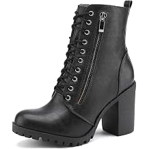 Women's Combat Ankle Chunky Heel Lace up Booties