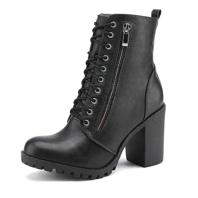 DREAM PAIRS Womens Combat Ankle Boots Chunky Heel Lace up Fashion Heeled Booties