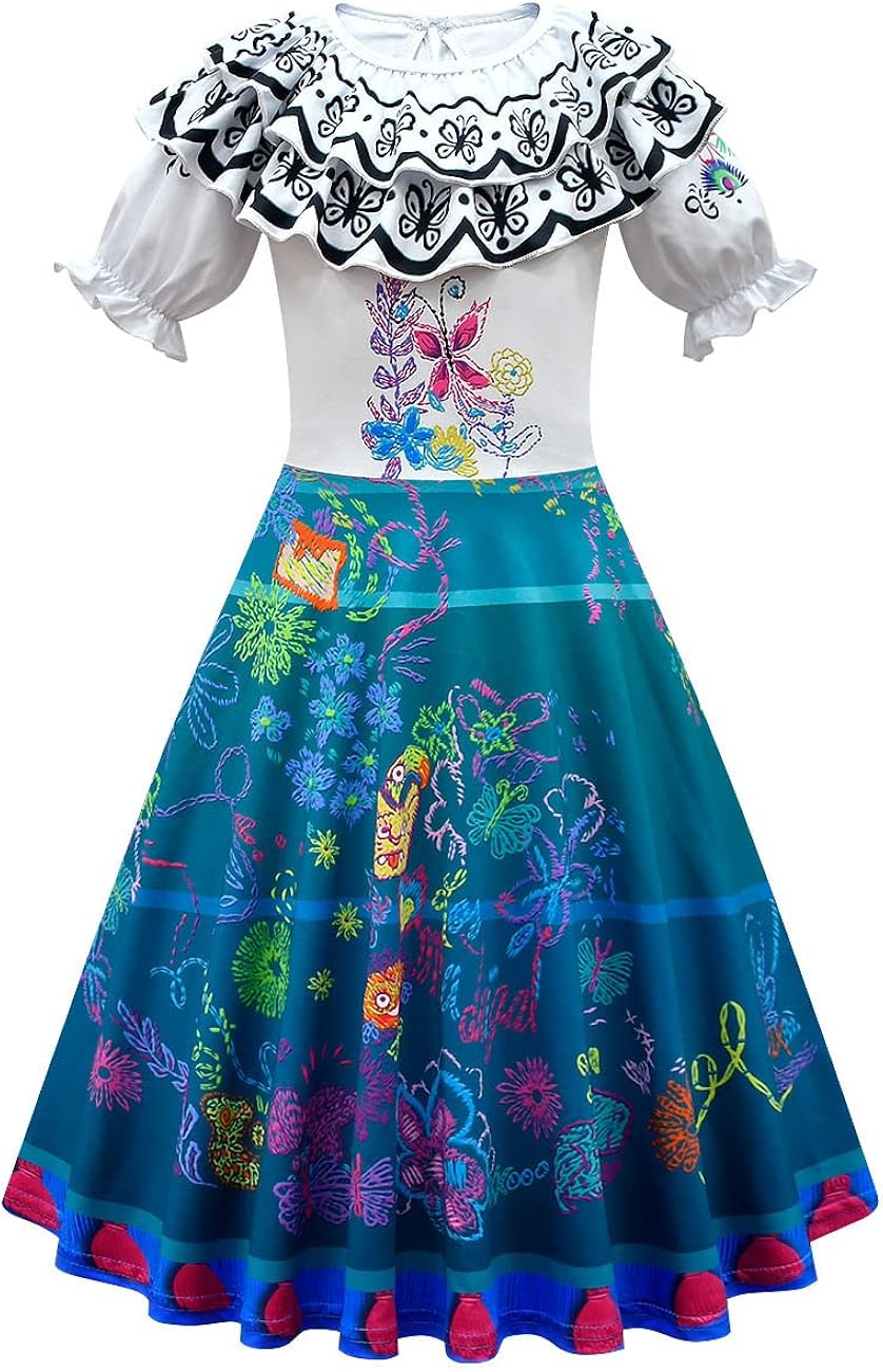 CHXWTEAM Kids Encanto Costume Girls Isabella Magical Princess Dresses Halloween Party Dress Up Suit