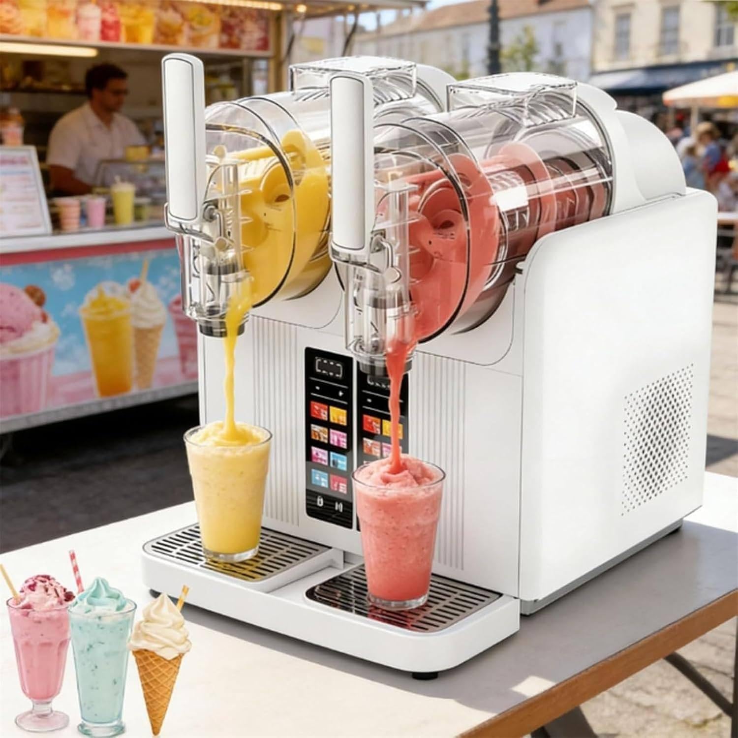 Frozens Beverage Maker 430W, 7-in-1 Slushie Machine for Parties White