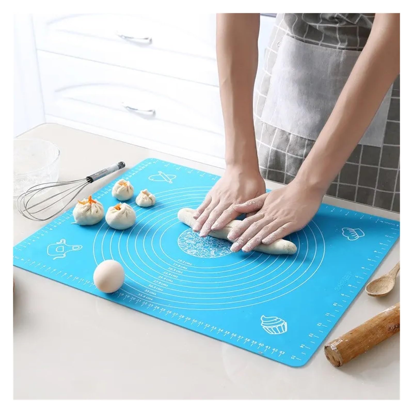 Tappetino da forno in silicone per pizza e pasticceria, utensili da cucina, utensili da cucina antiaderenti, accessori per impastare (blu, 50 x 40 cm)