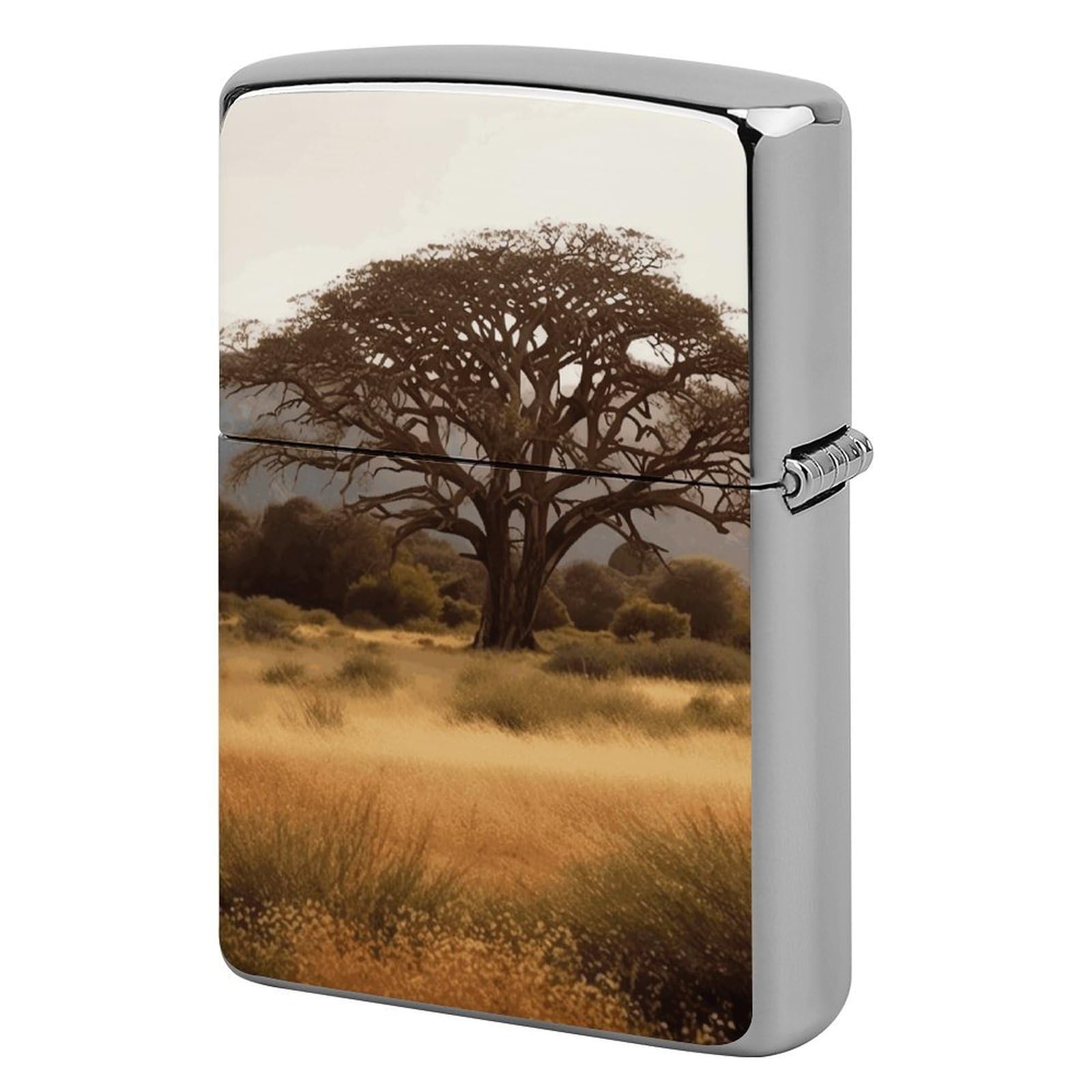 Africa Tree Lighter Cover for Men, Personalized Lighter Case for Birthday Gift, Flip-Top Lighters Protective Cover, Portable Lighters Shell for Outdoor, Travel