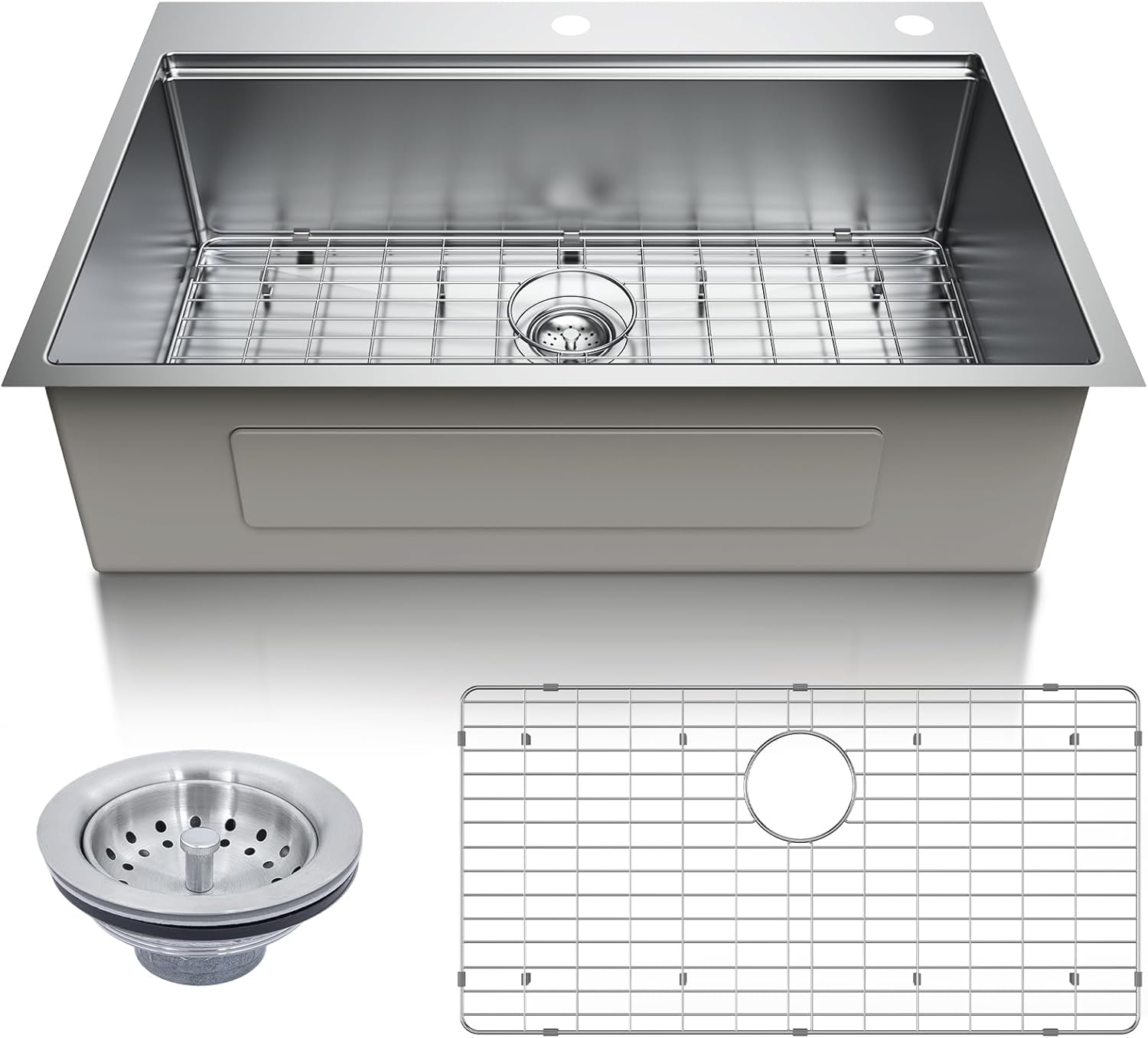33-inch Undermount Kitchen Sink Workstation - 33x22 Inch Drop In Sink Workstation T304 18 Gauge Stainless Steel Single Bowl Kitchen Sinks with Accessories, Handmade Basin, 9 Inch Deep