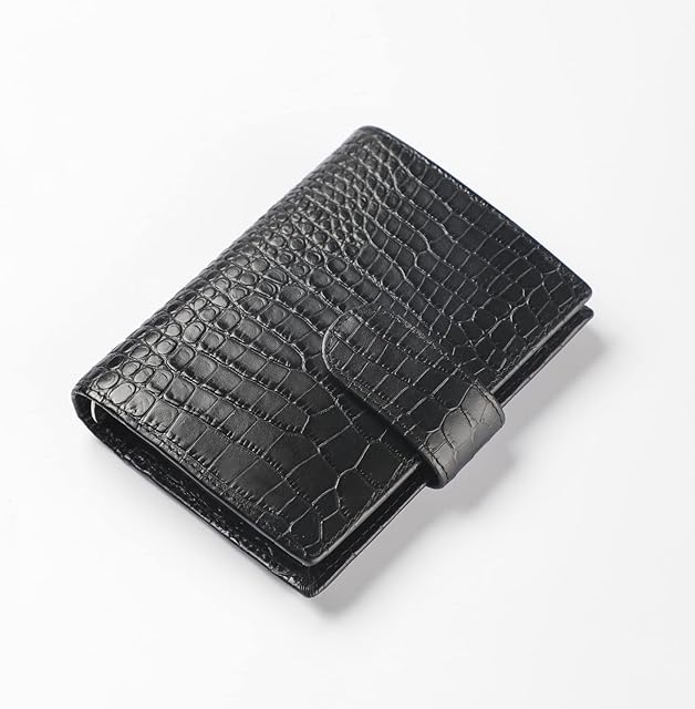 Smartfee Leather Pocket Organiser Planner  6 Rings Notebook Binder with Daily and weekly refills (Pocket, Croc Black)