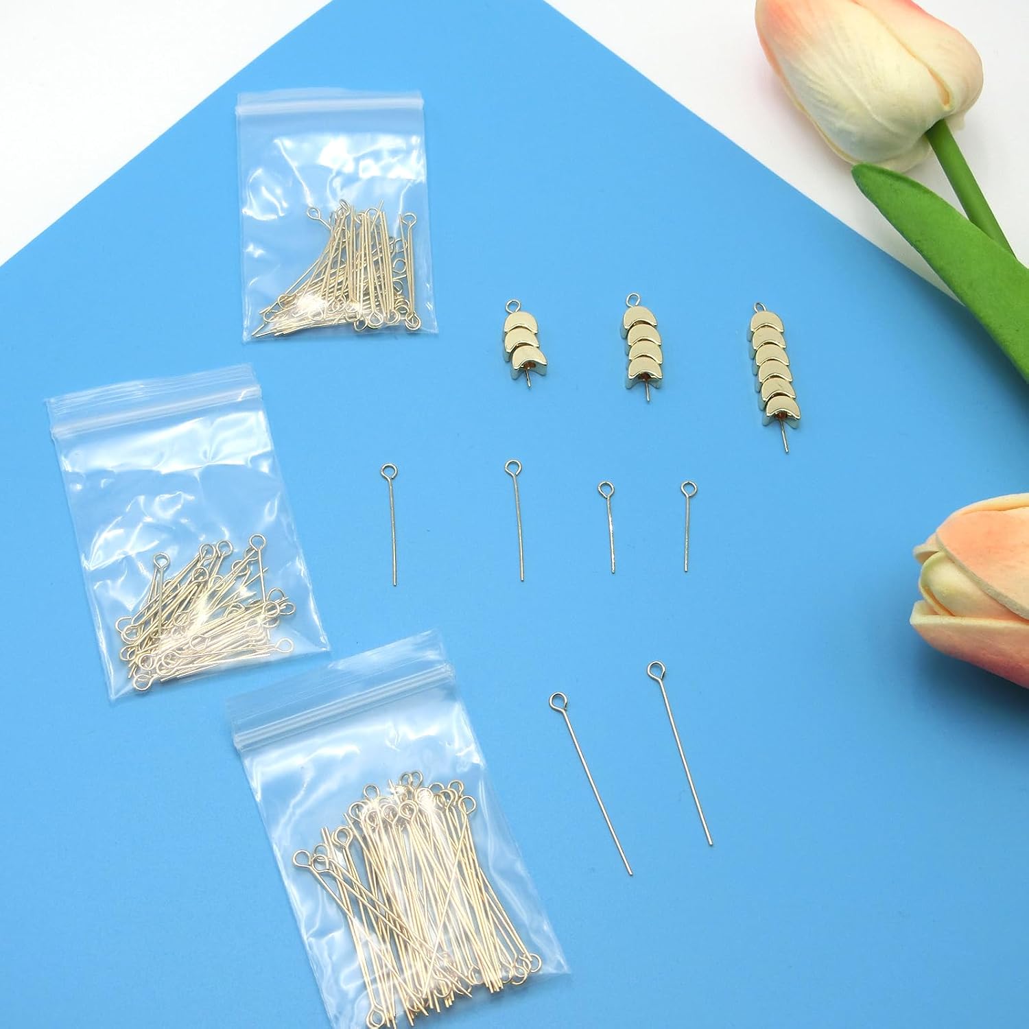 150Pcs 14K Gold Head Pins 3 Size Brass Flat Ball Head Pin Findings 20mm 25mm 35mm Straight Pins Jewelry Pin Needle for Beading Jewelry Making DIY Earring Necklace Bracelets Crafts