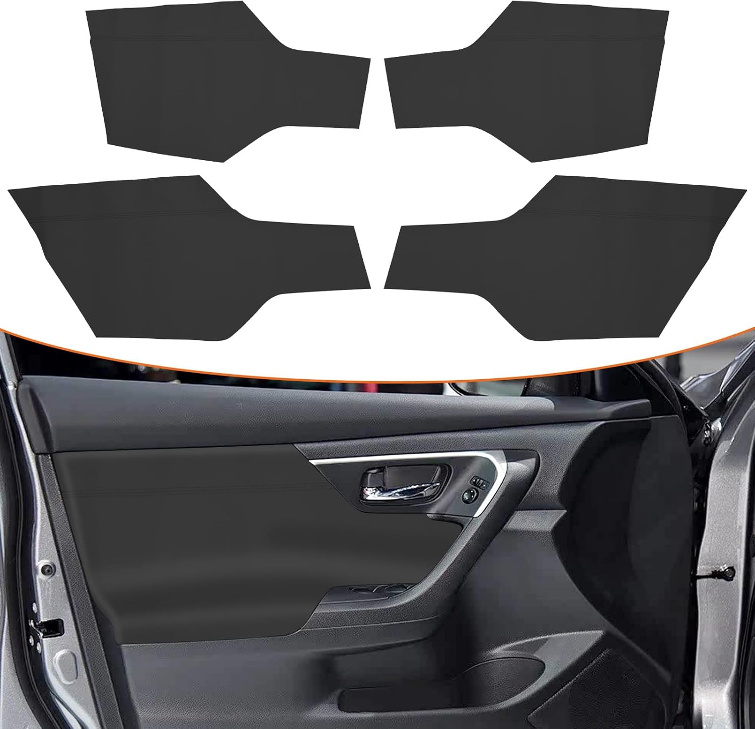 RUIANTE 4pcs Door Panel Armrest Inserts Cover Leather Trim Replacement Compatible for Altima 5th Gen 2013-2018 Accessories (Black)