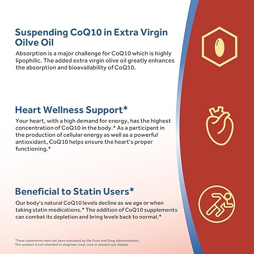 Miniatura 5 de Doctor's Recipes CoQ10 200mg por porción, suplemento de coenzima Q10 de alta absorción con aceite de oliva, salud cardíaca y vascular, producción de