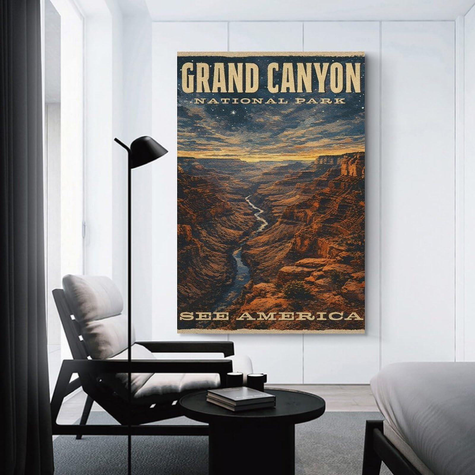 Junmoney Grand Canyon National Park Vintage (2) Wall Art Print, 08x12inch(20x30cm), for Study, Office Or Focused Interiors, Home Office Artwork with Decorative Appeal