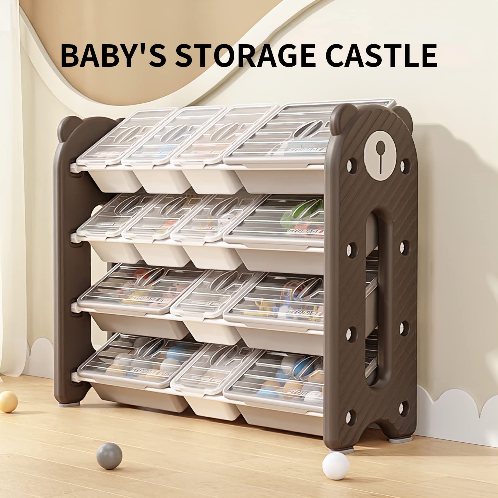 Amazon.com: UNICOO Kids Baby Bear Toy Organizer Rack, 14 Bins with