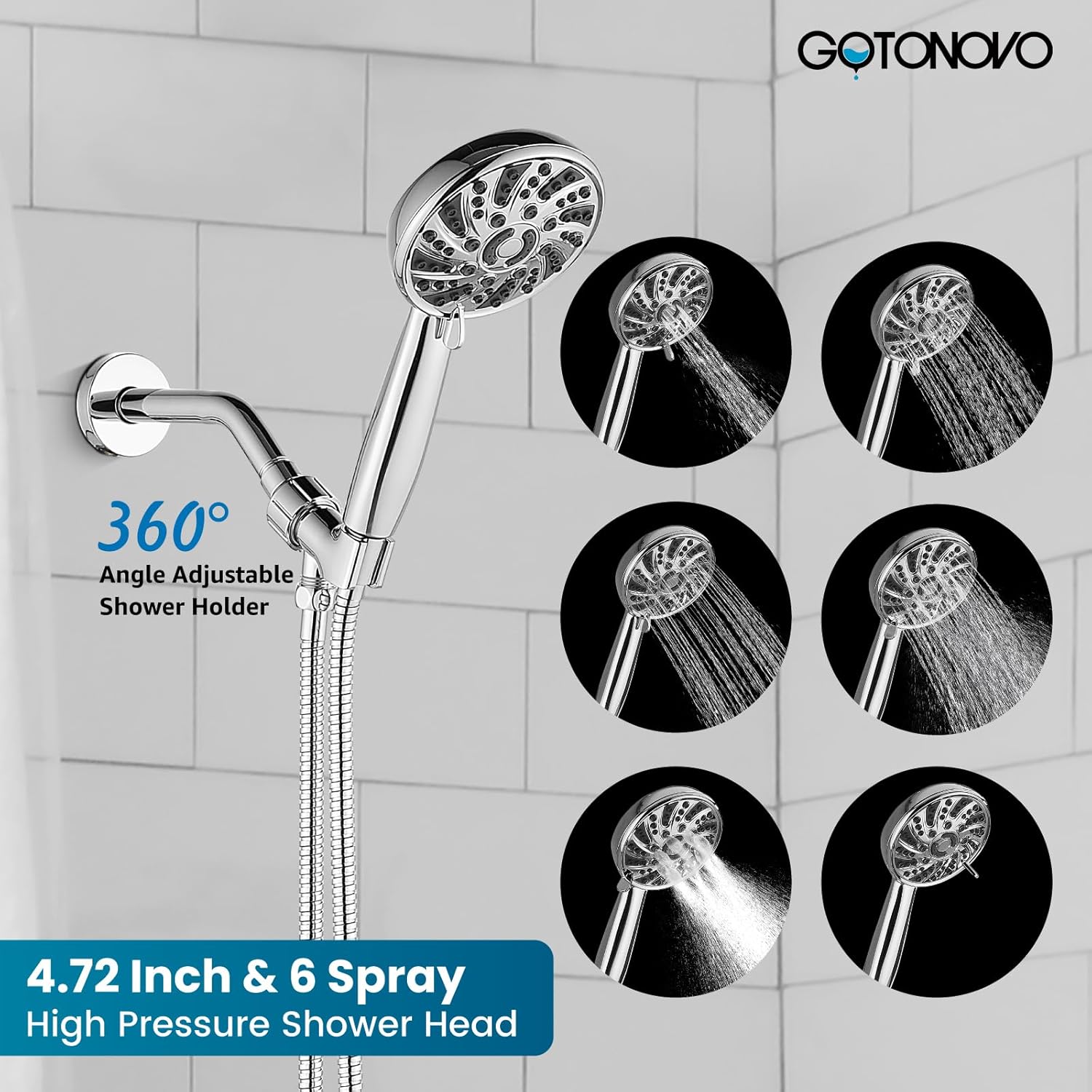 gotonovo Polish Chrome Clawfoot Tub Faucet Wall Mount Hand Held Shower Bathtub Faucet Set with Single-Handle Shower Faucet Set Shower Kit with Valve Shower Head and Handle Set Shower Trim Kit