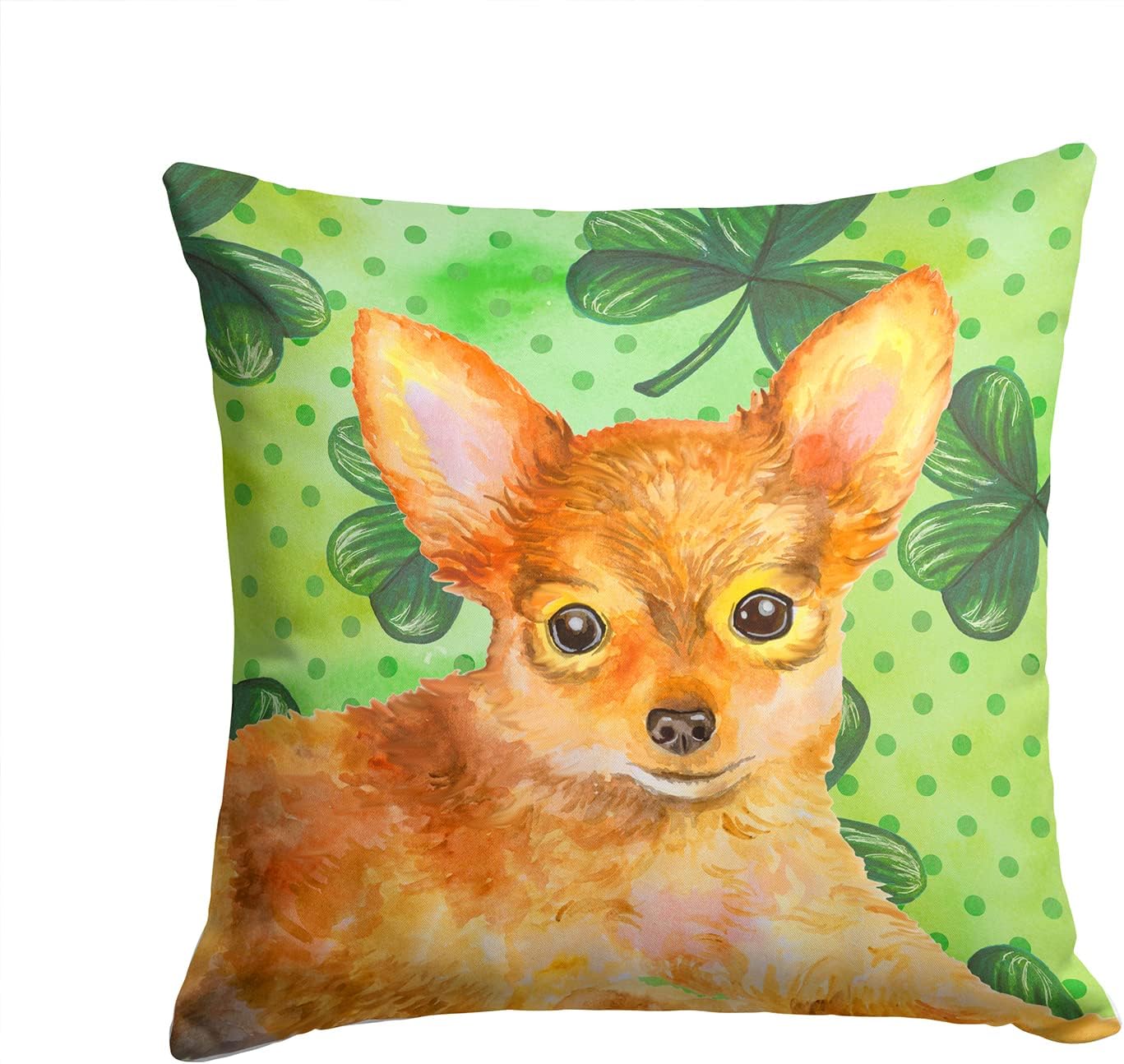 Caroline's Treasures BB9896PW1414 Toy Terrier St Patrick's Fabric Decorative Pillow, Green Machine Washable, Indoor Outdoor Decorative Pillow for Couch, Bed or Patio, 14Hx14W