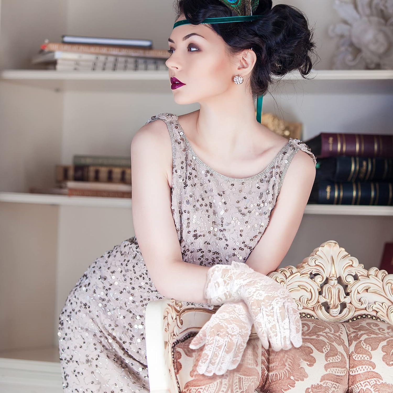 Geyoga 4 Pairs Lace Gloves Women Tea Party Vintage Elegant Short Glove for Dressy Women Wedding Hoiday Party - Image 4