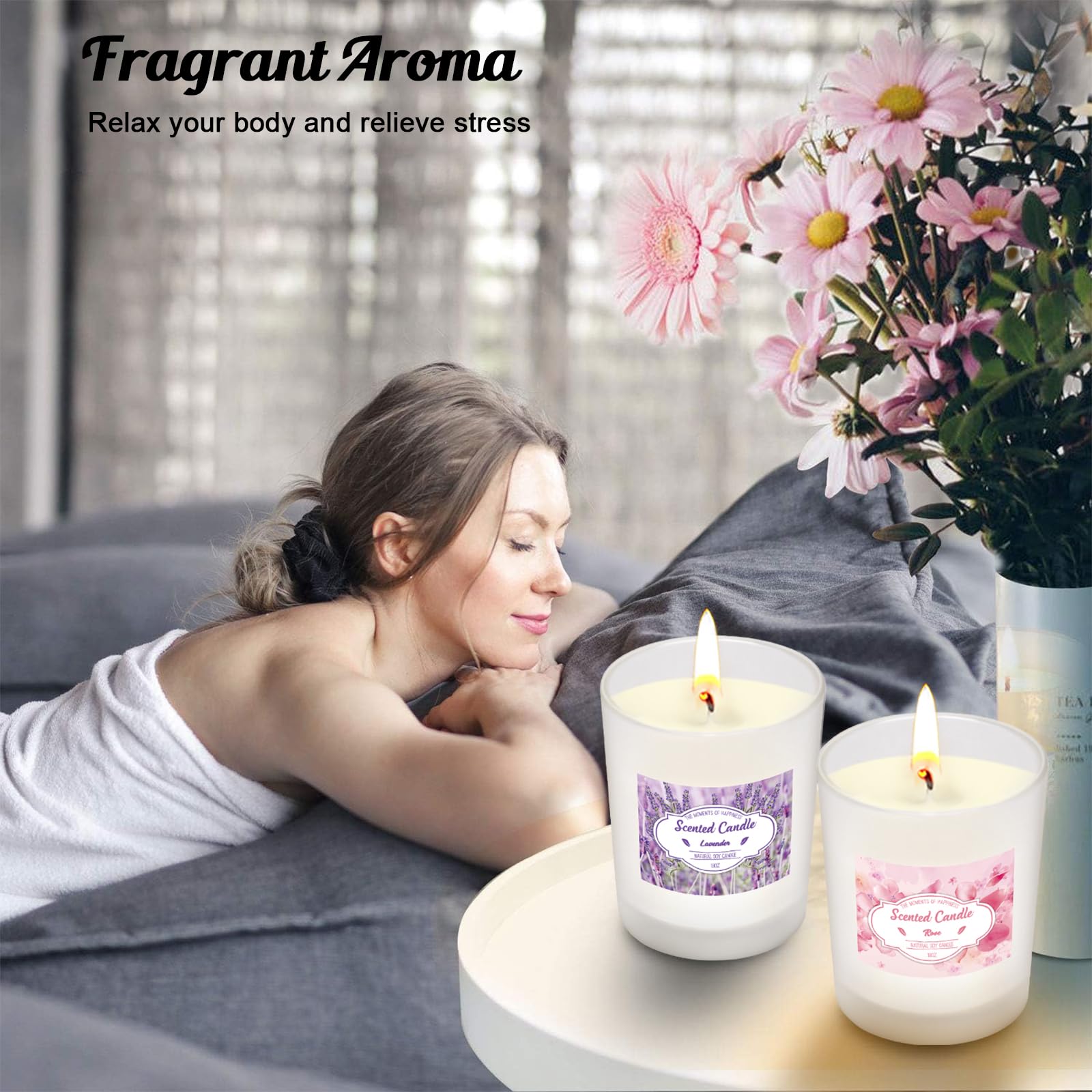 Bougie Parfumée Dans un verre | Lot de 12 Coffret Cadeau de Bougies Parfumées de Noël pour Femmes avec Durée de Combustion de 180 Heures et Cire de Soja Petits Cadeaux pour Femmes Anniversaire Noël
