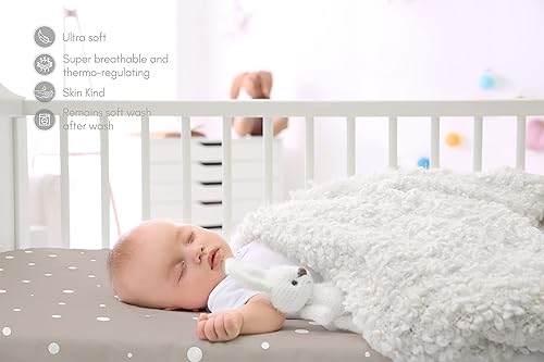 Miniatura 4 de Bear's Little Fish Sábanas 100% algodón orgánico para cuna de bebé para niña o niño, sábanas bajeras suaves neutrales para colchones de cuna,