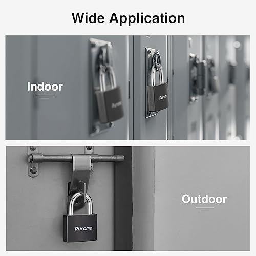 Miniatura 7 de Puroma Candado con llave, 1 paquete de cerraduras de aluminio con 2 llaves iguales, cerradura de casillero de 1.1 pulgadas, candados pequeños para