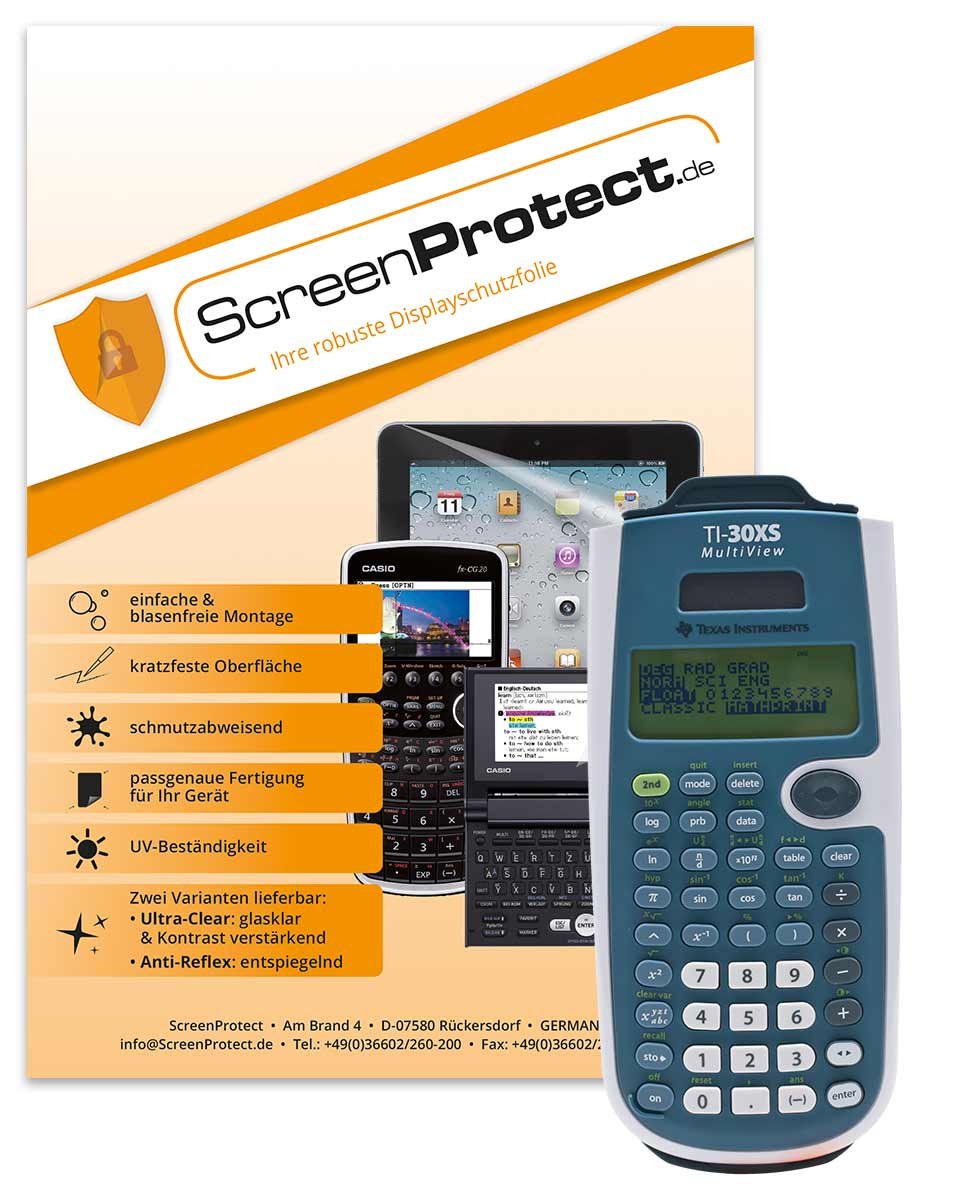 UltraClear Screen Protector for TI-30 XS MV & TI-30 XB MV with Squeegee and Microfibre Cloth