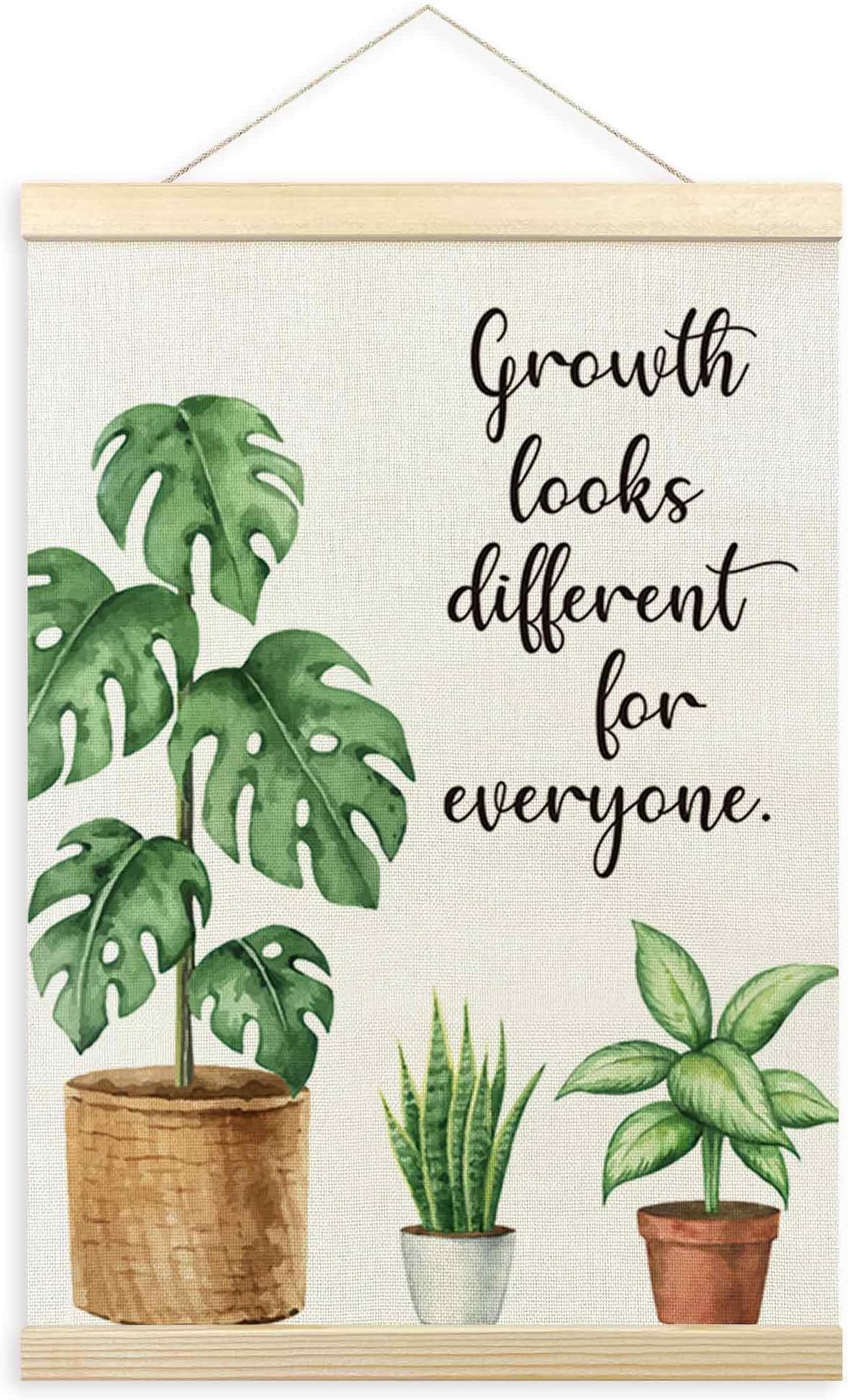 TLESKE Growth Looks Different for Everyone Poster Hanger Frame, Inspirational Office Wall Decor with Wood Frames, Mental Health Canvas Poster Prints for Classroom School Counseling Office 12x16 inch