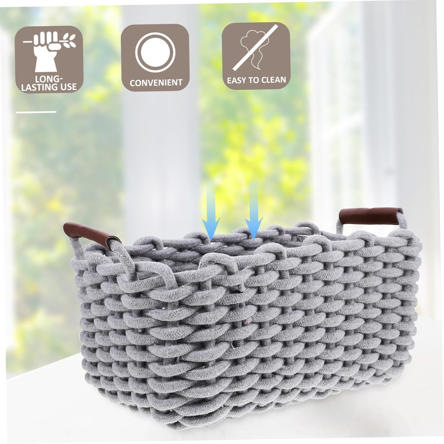 Zerodeko Small Woven Makeup Storage Basket Organizing Box Lids for Toiletries Toys Home Decor