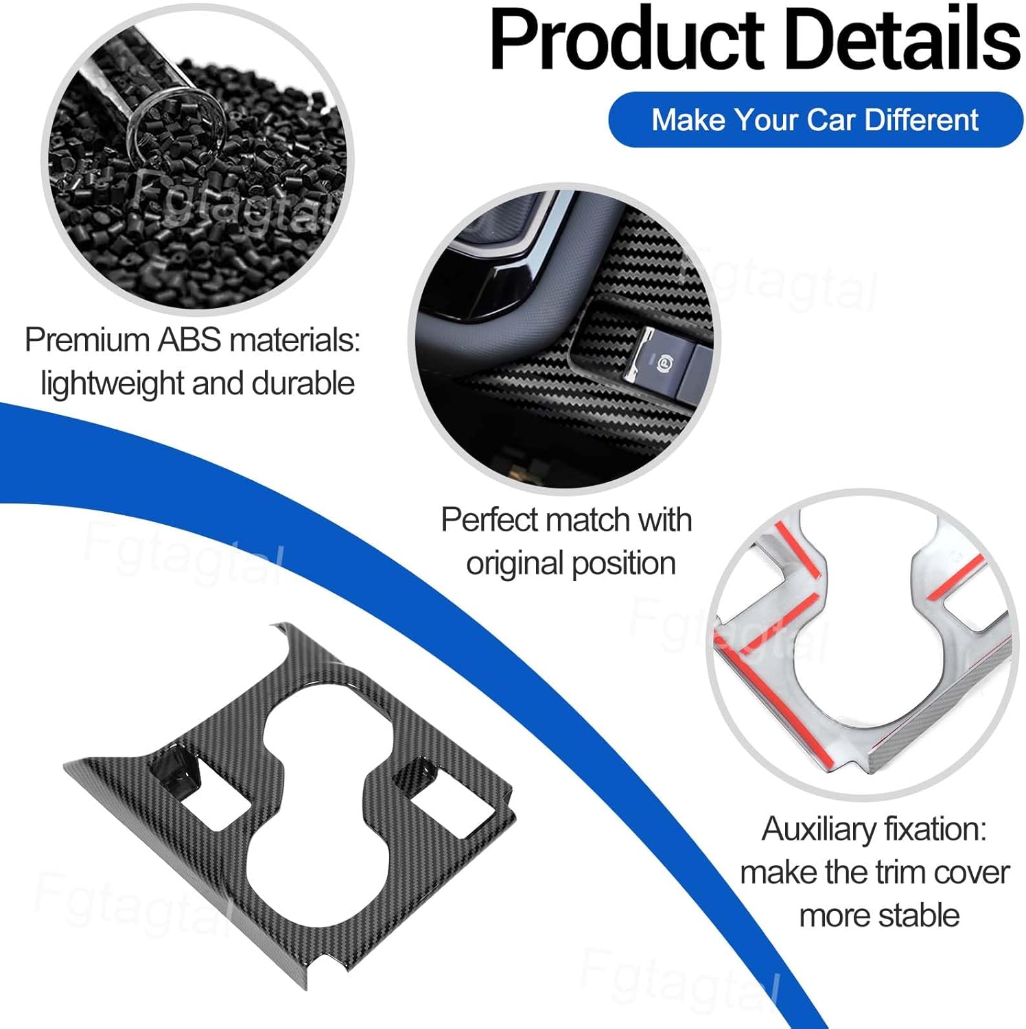 Center Console Cup Holder Panel Trim Cover Compatible with Subaru Forester 2025, ABS Front Row Seat Water Cup Holder Panel Decoration Frame Accessories (Carbon Fiber Pattern)