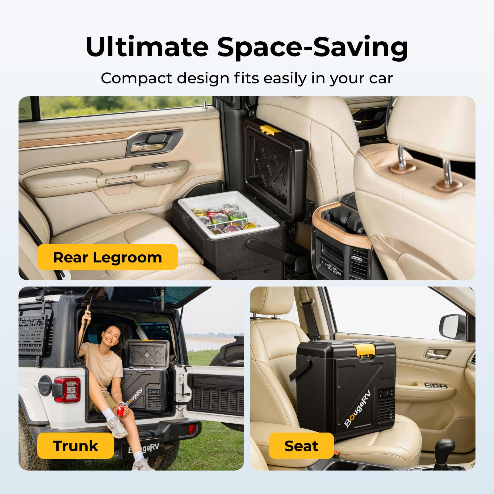 BougeRV CRH20 12V Car Fridge with 240Wh Battery, 20L Compressor Refrigerator, Portable Freezer, IPX4 APP Control -20℃ to 20℃, 12/24V DC, 110~240V AC for RV Road Trips Truck Camping Outdoor (2026 New) — view 9