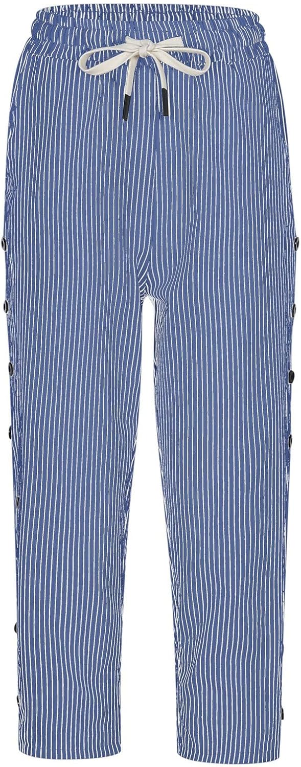 Linen Capri Pants for Women Striped Pants Lightweight Spring Summer Pants for Ladies Casual Pinstripe Pant 2026 - Image 3