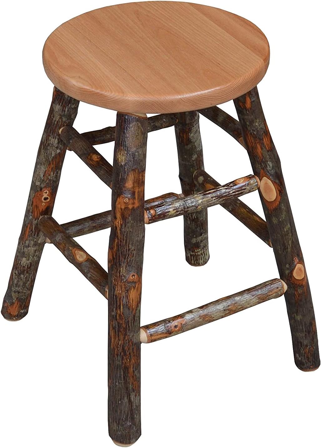 A&L Furniture Amish-Made Hickory Counter-Height Bar Stool, Natural Finish