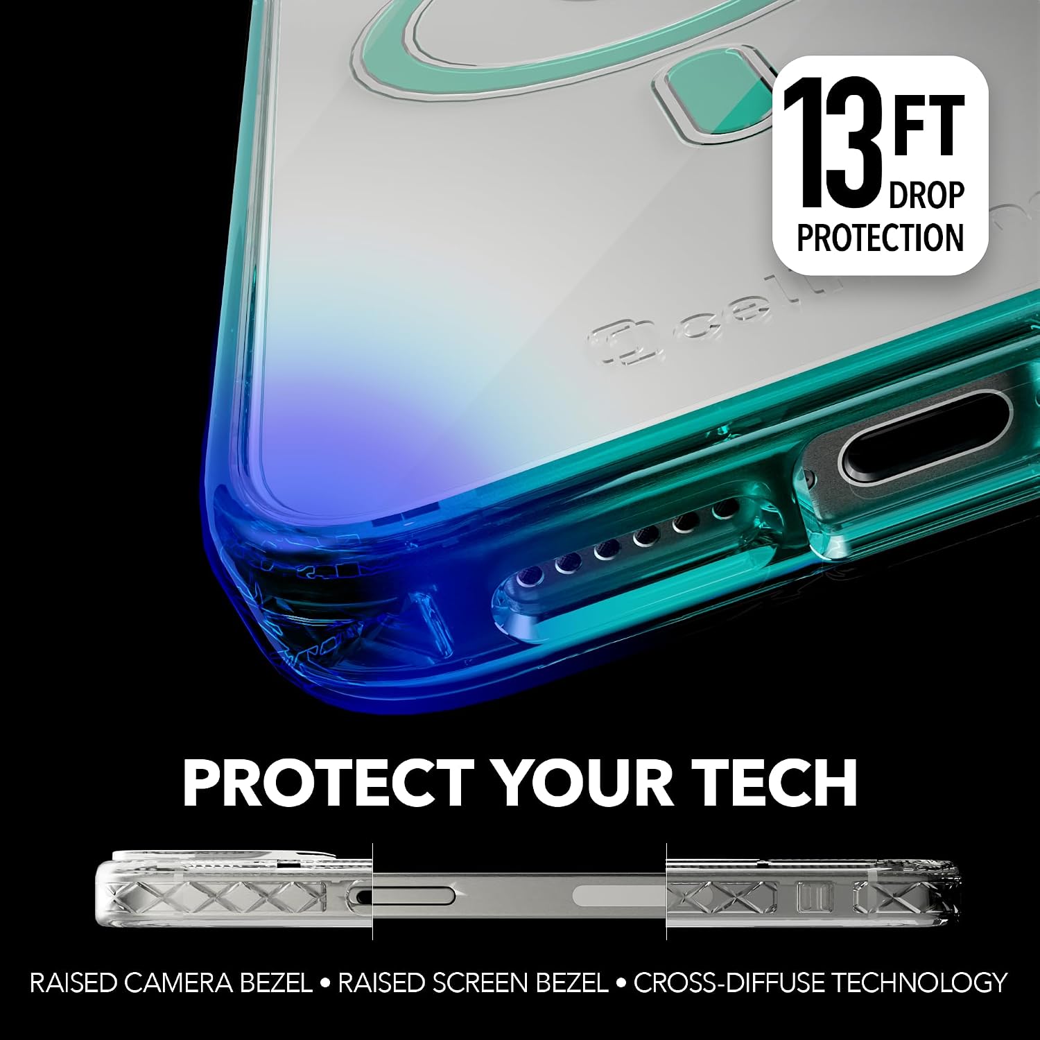 cellhelmet Apple iPhone 14 Plus Magnitude Case 2022 Shock & Drop Proof Durable in Seafoam Green - Teal